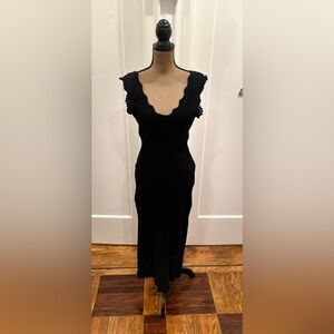 PAIGE Black Scalloped Midi Dress